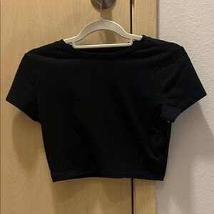 wild fable Black Short Sleeve Crop Top